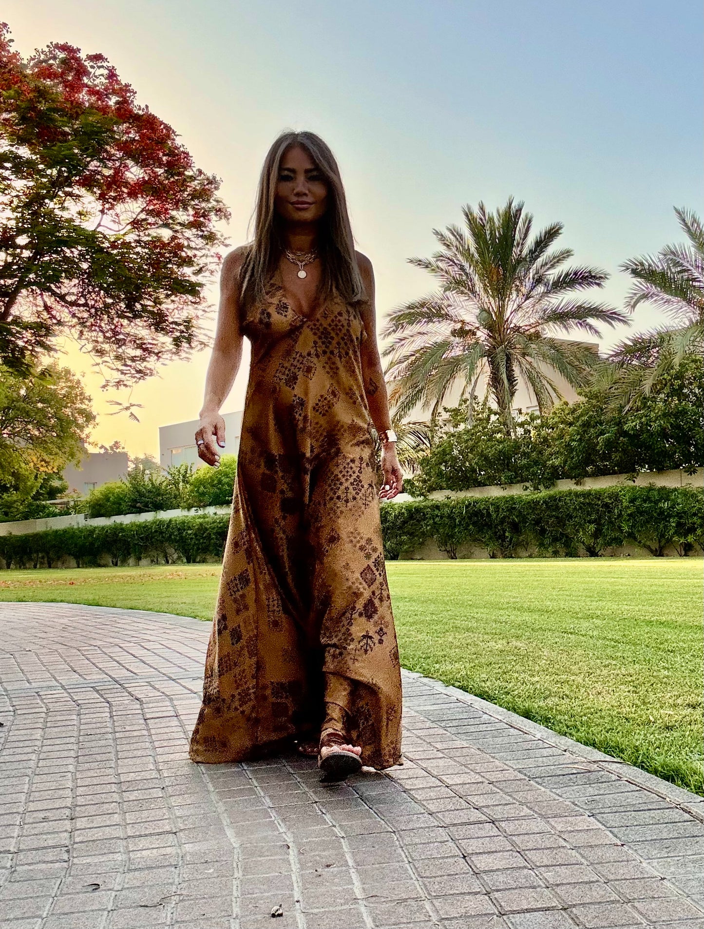 Nora gold maxi dress