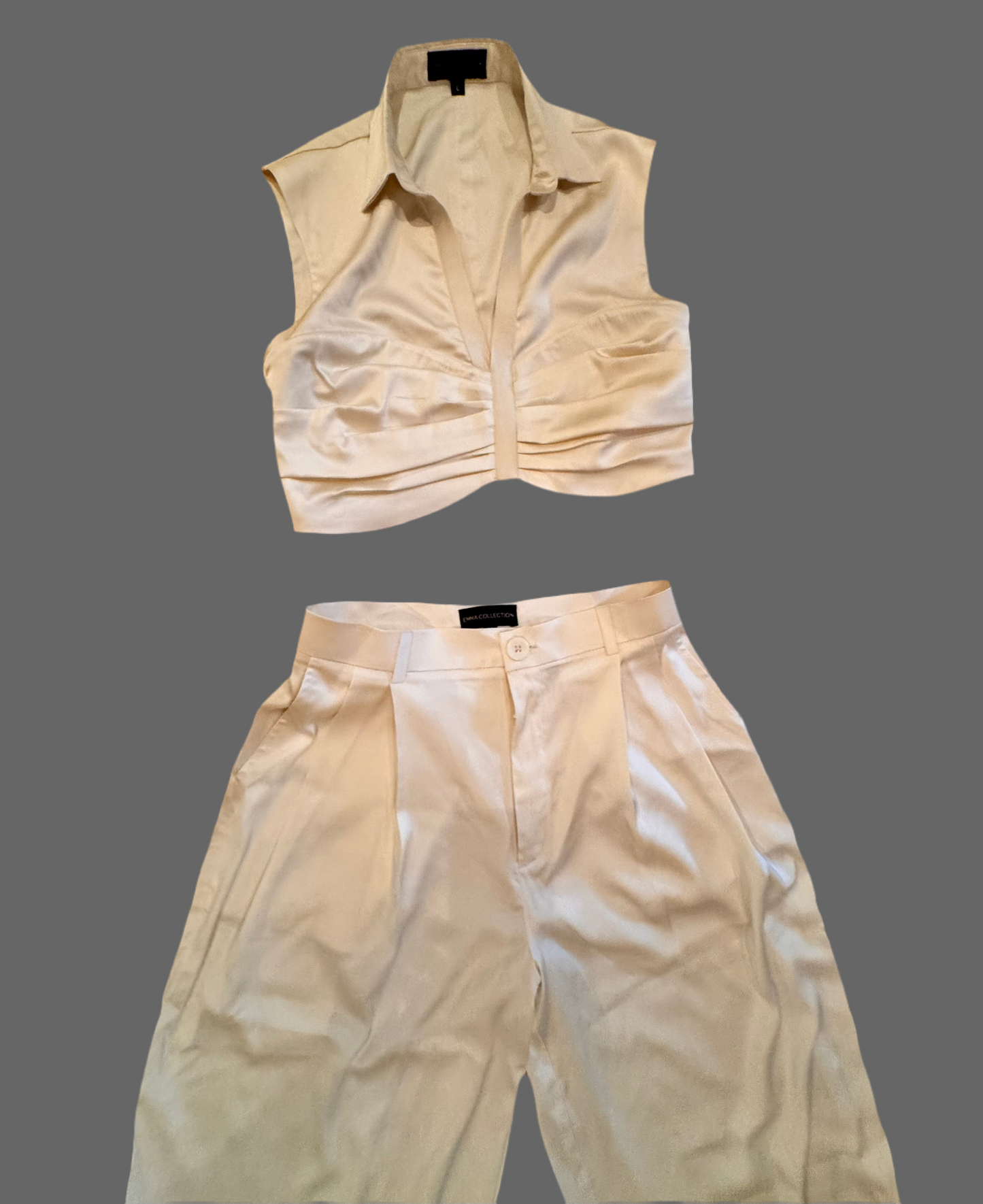 Mila cropped top with hight weighted-trousers