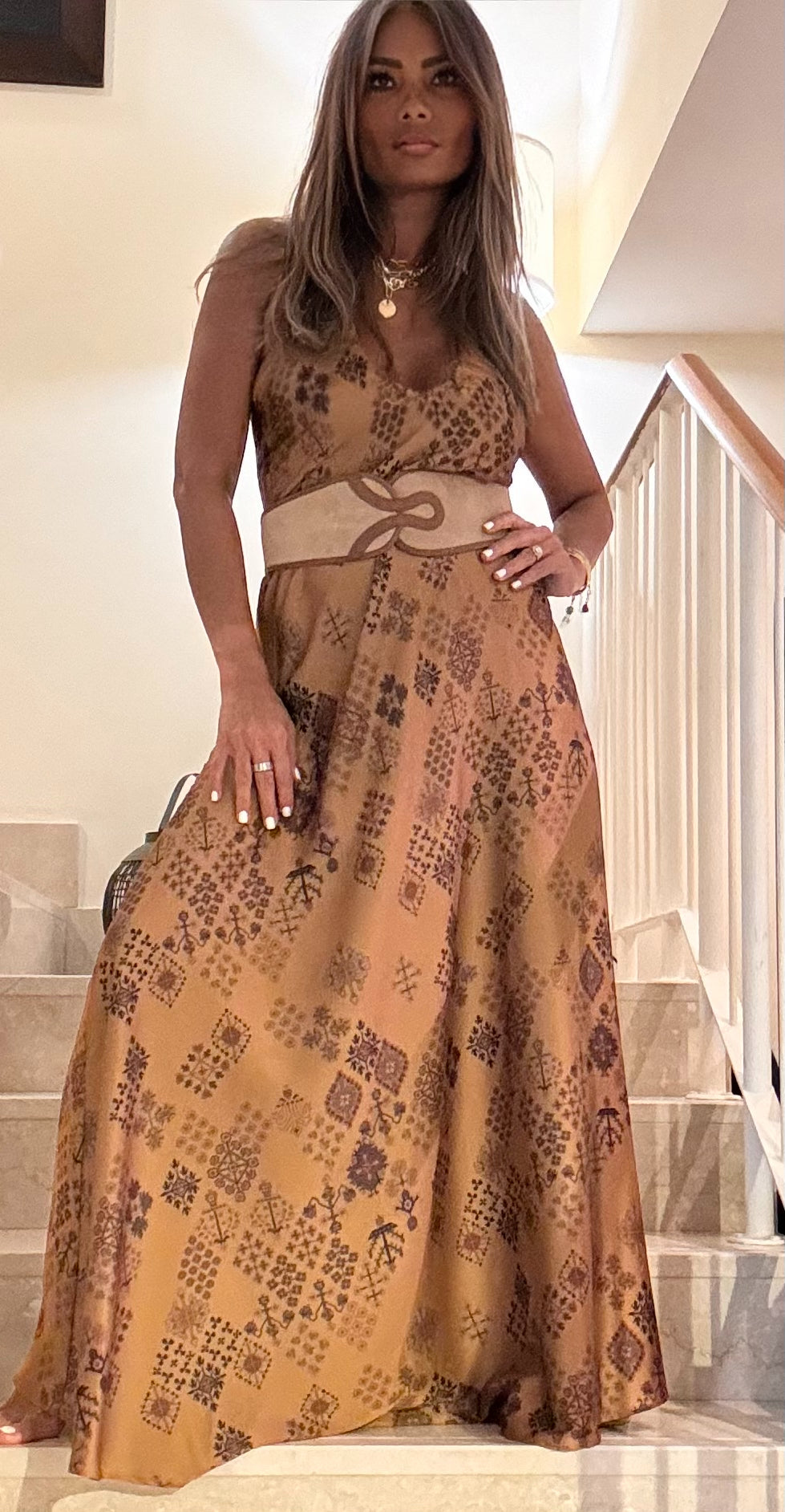 Nora gold maxi dress
