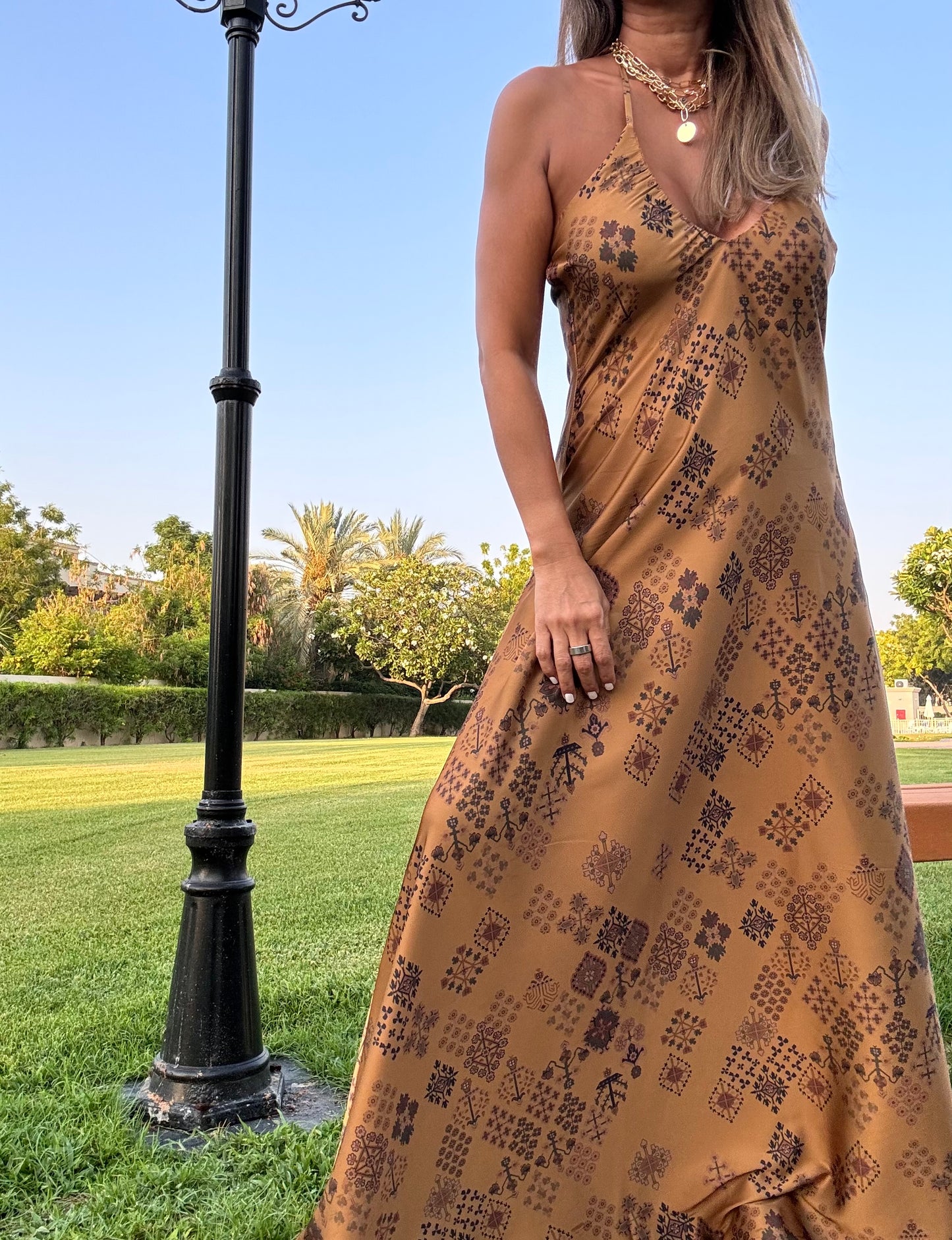 Nora gold maxi dress