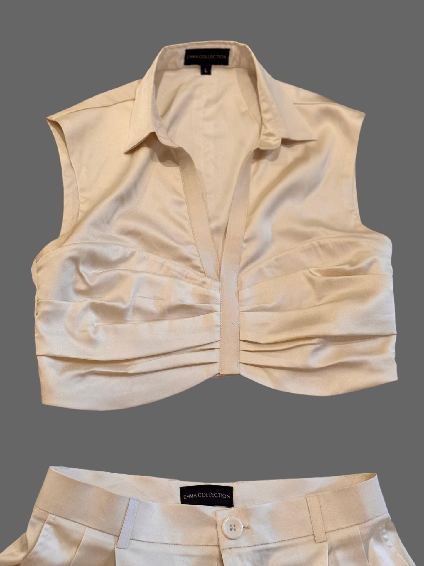 Mila cropped top with hight weighted-trousers