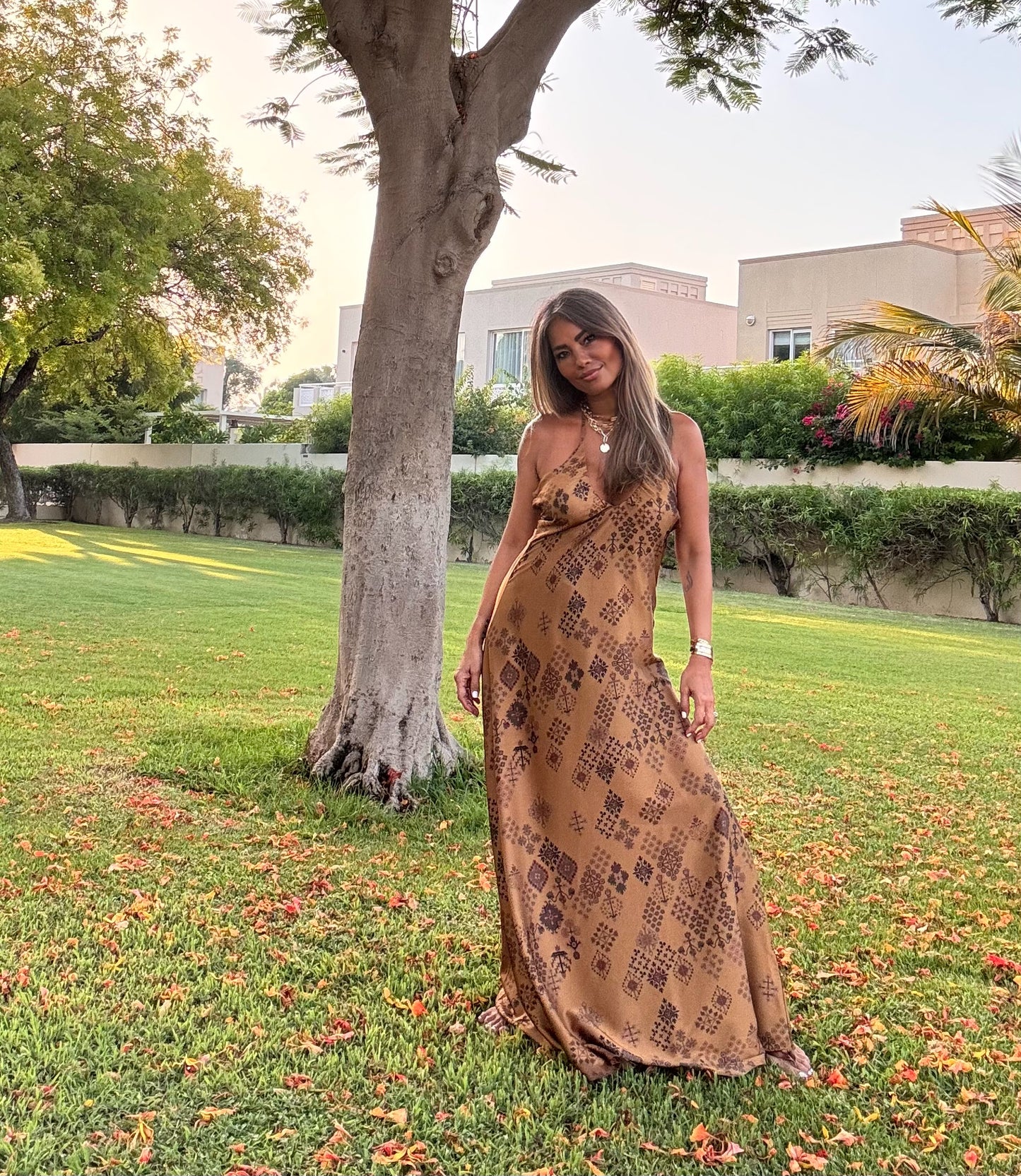 Nora gold maxi dress
